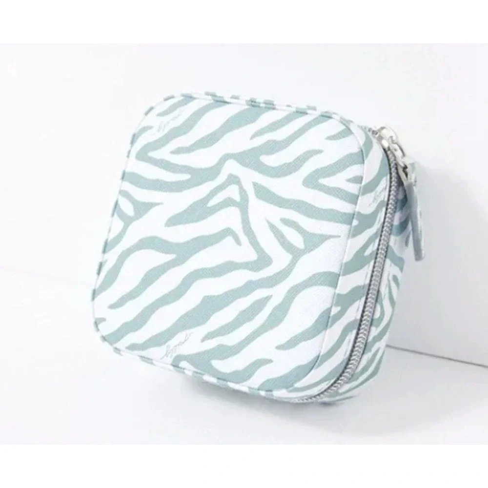 NEW Milly Zip-Around Jewelry Case Blue White Zebra | Compact Travel Organizer